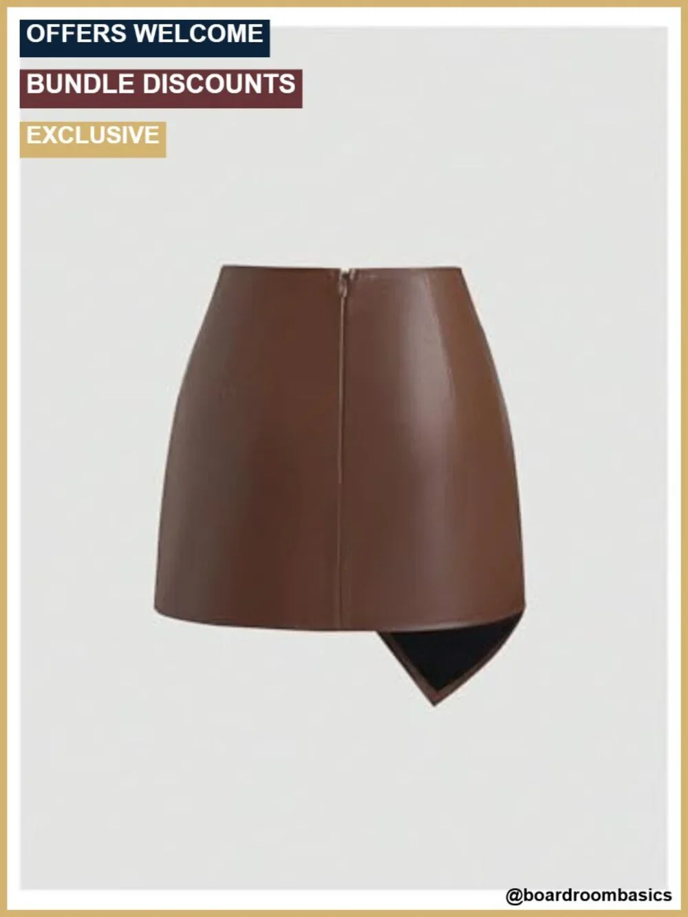 PU Leather Bodycon Skirt Ruched Asymmetrical Hem Night Out Pencil Mini